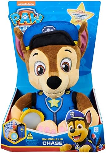PAW Patrol, Snuggle Up Chase Plush with Torch and Sounds, for Kids Aged 3 Years and Over, Grey