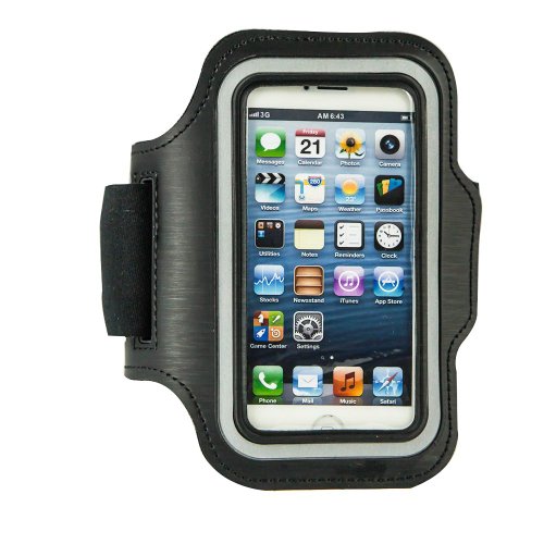 Fulland Reflective SAFETY Strip Sports Gym Armband Case Cover For Apple iPhone 4 4s 5 5s 5C Samsung S3 mini i8190 Samsung S4 mini i9190 (not for S3 S4)-BLACK