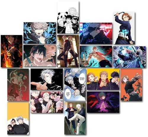 Image of ATEVON Jujutsu Kaisen Manga Wall Collage Kit - Pack of 18 Anime Posters, 300 GSM Prints for Room & Gaming Decor (6x4 Inches)