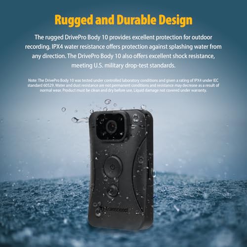 Transcend 64GB, DrivePro Body 10, Body Camera, Night Vision, Infrared LED, Water Resistant, 7-Hour Battery Life, with Audio and Video Recording, Ideal for Personal Civilians & Security - TS64GDPB10C by Transcend - Image 5