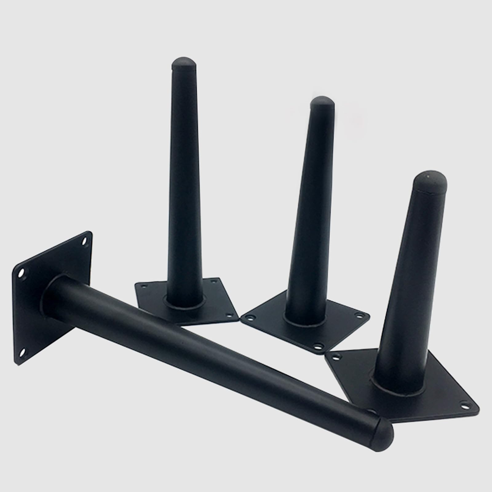 Generico Gambe per Mobili Ricambio Nero 4 Pezzi Supporto Piedini Conici per Tavolo in Ferro Vernice Spray Piedini per Divano Altezza: 10-72 cm Piedini per Mobile 55 cm/21,7"