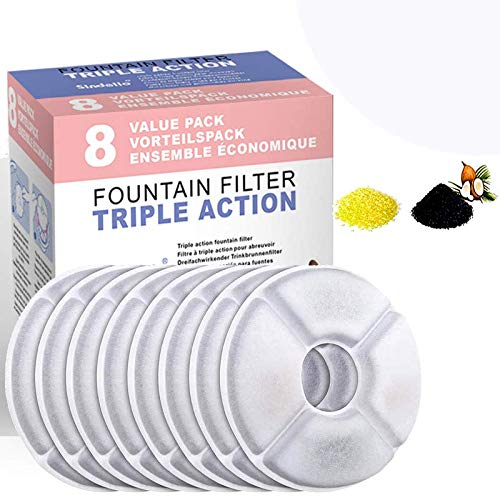 Pet Water Fountain Filters,Cat Water Fountain Filter, Activated Carbon and Resin Cat Flower Fountain Filter with for 54oz/1.6L Automatic Pet Fountain Cat Water Fountain Dog Water Dispenser 9pcs
