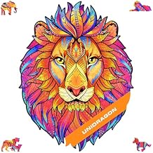 Unidragon Wooden Puzzle Jigsaw, Best Gift for Adults, Unique Shape Jigsaw Pieces Mysterious Lion, 7.5 x 9.5 inches, 106 Pieces, Small