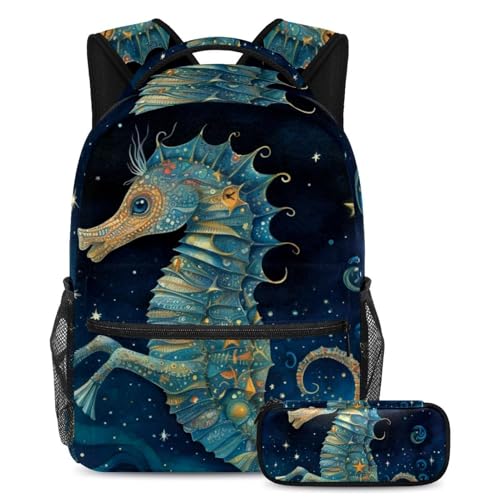 Cartable Galaxy Seahorse Starry 68 grand volume pour les cours et les voyages