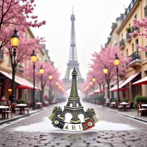 Imanes decorativos Torre Eiffel metálicos 3D set 2 miniatura 4