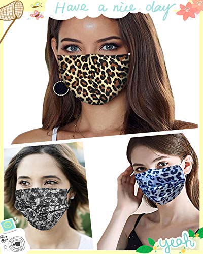 Disposable Face Mask Leopard And Lace - 50Pcs 3-Ply Breathable Anti Dust Filter Safety Mask For Indoor Outdoor Home Office Travel (Five Fashionable Colors) #TOP4