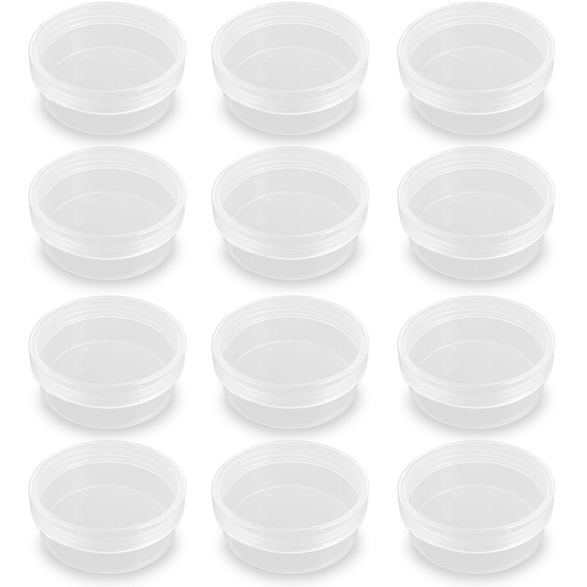 12 Pcs 4.05 oz Round Plastic Containers 3.31 x 1.38 Inch (DxH), Bead Organizers with Lid for Beads Cards and Other Craft Accessories