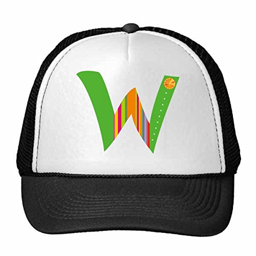 Gorra naranja ajustable con divertida ilustración de fruta y alfabeto W