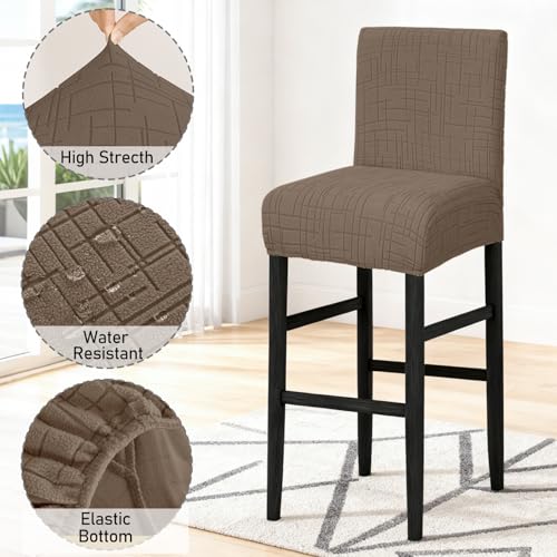 Image of JIUZHEN Coffee Stretch Velvet Bar Stool Counter Covers Set of 2