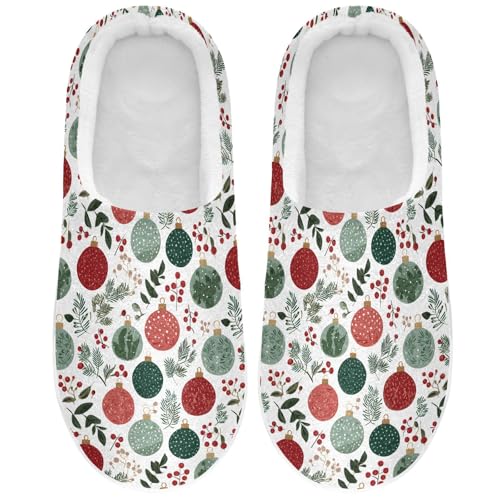 Fuzzy Memory Foam Slippers for Women/Men Leaves Fruit Christmas Balls Pattern Fluffy Winter House Shoes Indoor and Outdoor2