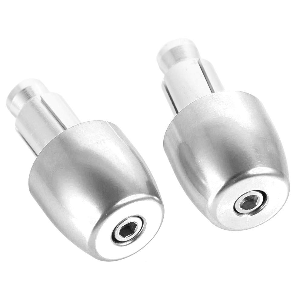 Tappi Terminali Manubrio Moto Set di Cursori delle Maniglie Antivibranti Accessori per manubri da 22mm 7/8" (Argento)