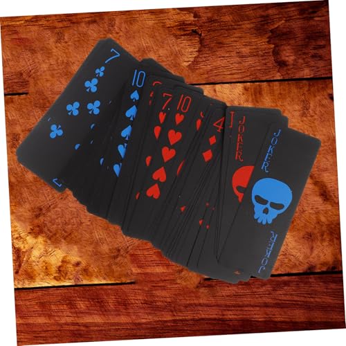 Abaodam wasserdichte Pokerkarten aus Schwarzem PVC Kunststoff Kreative Spielkarten mit Totenkopfdesign für Partys und Familienfeiern Langlebiges Kartendeck für Unzählige Spiele – Bild 7