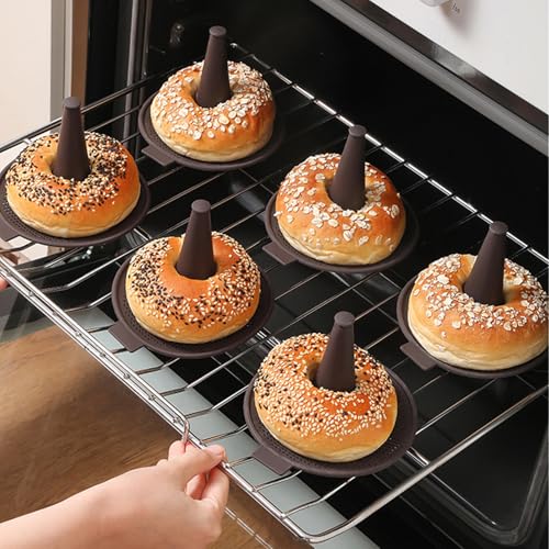 Miniatura 3 de 6 Unidades Bagels Silicona Marrón, Moldes Para Donuts De Silicona, Para Rosquillas, Bagels Y Magdalenas Marrón