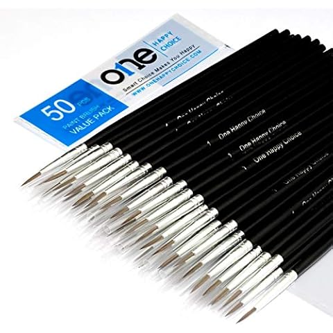 50 Pcs Synthetic Sable Detail Paint Brushes Cover