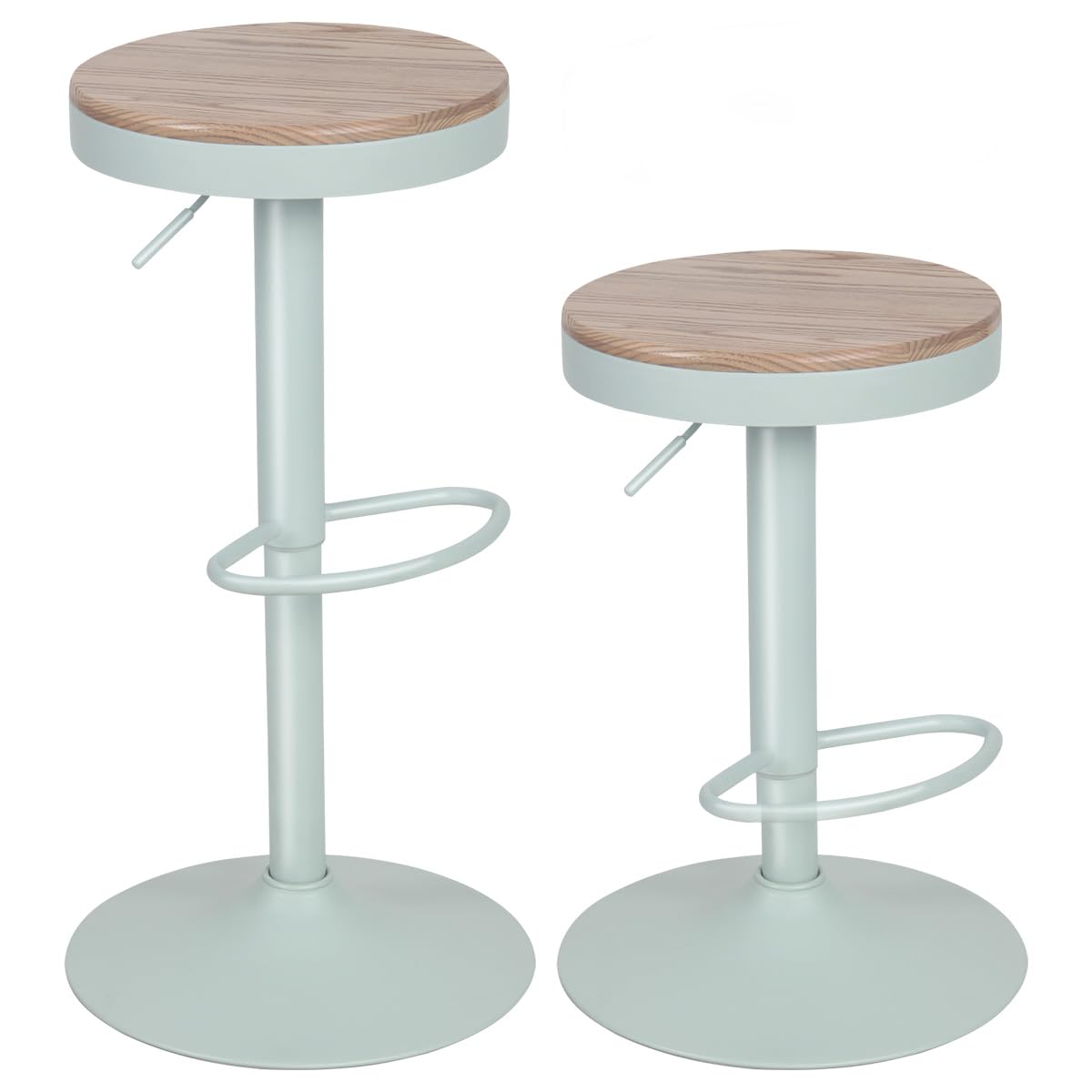 YOUNIKE Tabouret de Bar Lot de 2, Chaise de Bar à Manger en Bois Massif, Tabouret Haut Vintage, Tabouret Haut réglable pivotant, Facile à Assembler, Cuisine et Maison, Vert