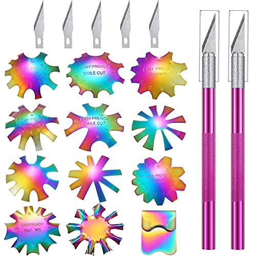 Honoson 12-Piece French Nail Trimmer Set - Stainless Steel French Tip Cutter Manicure Tool