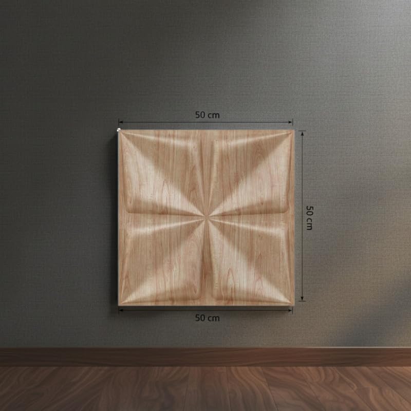 Image of Kayra Decor Wall Panels for Bedroom PVC Bloom Design, Beech Wood Color 19.7 inch x 19.7 inch (Pack of 18) - Covers 48.51 Sq. Ft.