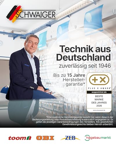 SCHWAIGER Satellitenschüssel Komplettset - Ø 60 cm Stahl Offset Antenne in Hellgrau - Inkl. sonnengeschütztes Twin LNB - Digital HD & 4K Empfang - Hitzebeständig & wetterfest