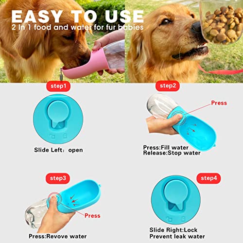 Avelora Dog Water Bottle,Portable Pet Water Bottle With Food Container,Outdoor Portable Water Dispenser For Cat,Rabbit,Puppy And Other Pets For Walking,Hiking,Travel(19Oz) #TOP5