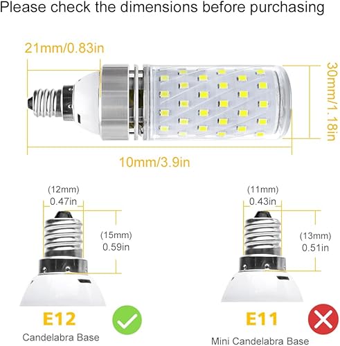 Miniatura 2 de inShareplus Paquete de 6 bombillas LED E12, 16 W CRI80+ blanco natural 4000K bombillas de candelabro, equivalente a 1500 lm 120 W, base E12,