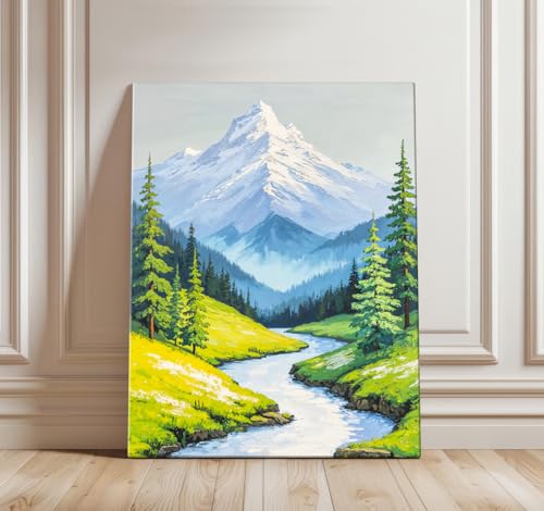 Image of ArtX Canvas Mountain Painting Vastu, Flowing Water Painting For Vastu, Multicolor, Landscape, Nature, 58.0 X 45.0 cm, Set of 1