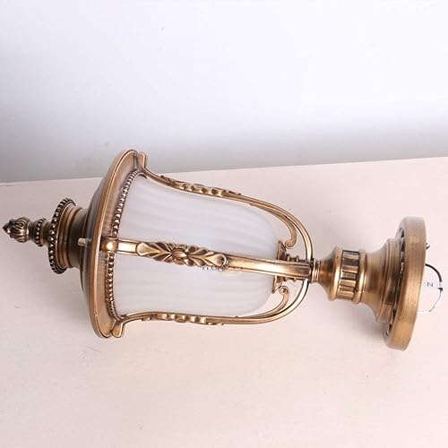 Miniatura 2 de Luces de poste para exteriores, lámpara de pared de cobre de imitación de cuatro flores, cubierta de aluminio a rayas para jardín, balcón, lámpara