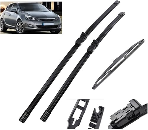 Juego de 3 limpiaparabrisas delantero y trasero compatible con Opel Astra J 2009-2015 limpiaparabrisas de 27 + 25 + 12 pulgadas