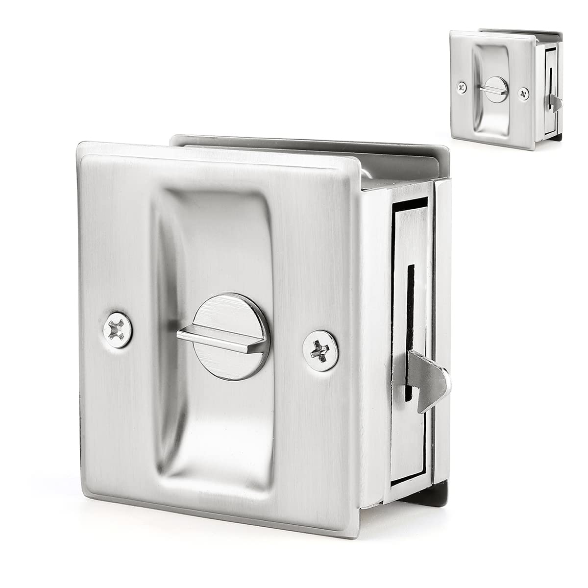 HOMOTEK 4 Pack Privacy Pocket Door Lock Hardware with Pull Pocket & Bi-Fold Door Hardware- Replace Old Or Damaged Sliding Door Locks Quickly and Easily, 2-3/4”x2-1/2”, for 1-3/8” Thickness Door, Black — Amazon image 10