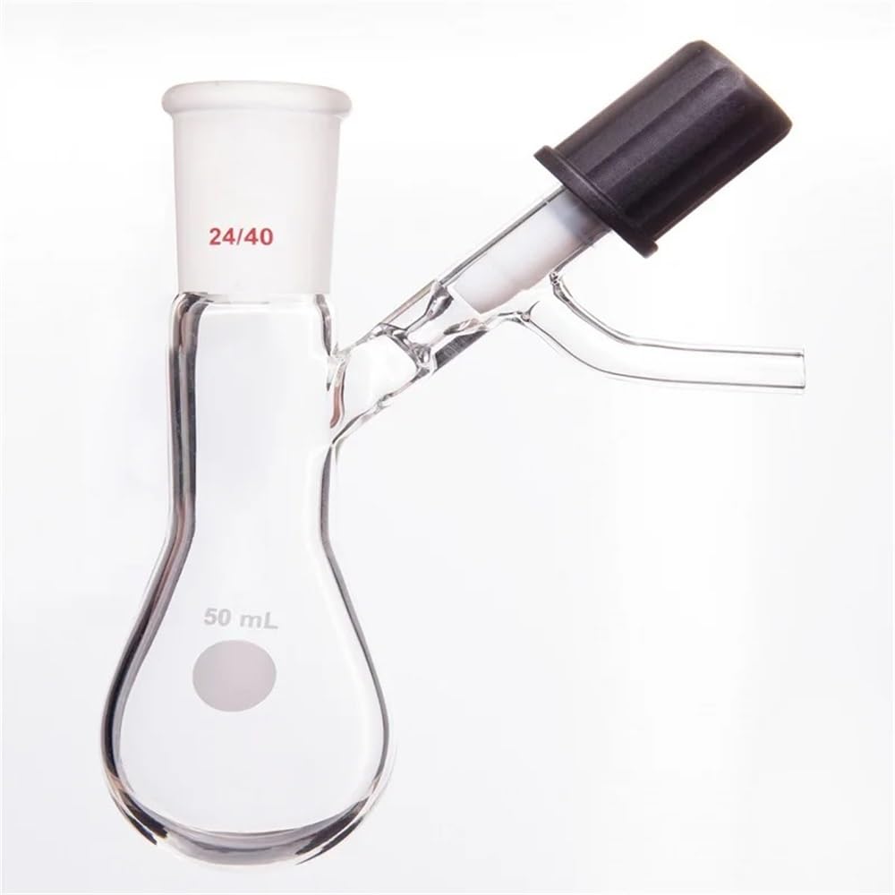 Vetreria da laboratorio Flacone di reazione da 4 mm con valvola in PTFE for alto vuoto, pallone in vetro borosilicato F90(25mL-F901425H)