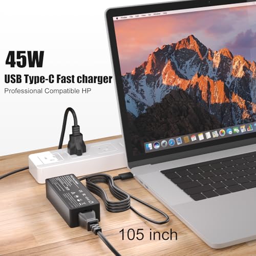 Image of 45W USB Type C Chromebook Charger Compatible with HP Chromebook X360 14 14A G5 11 11A G8 G7 G6 G1 G2 EE 14-CA 11-AE 14-ca061dx 14-ca051wm 14-ca052wm 14-ca091wm 14-ca020nr 14-ca060nr 11-ae051wm | Fit for HP Chromebook 14 14A G5 11 11A G8 G7 G6 G1 G2 EE 14-CA 11-AE 14-ca061dx 14-ca051wm 14-ca052wm 14-ca091wm 14-ca020nr