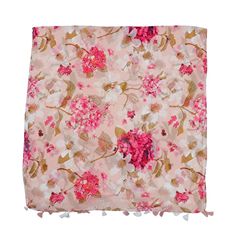 VANZACK Pañuelo de Seda Vintage Grande Estampado Floral, Chal Elegante de Poliéster, Confortable y Agradable para Mujeres en Vacaciones de Verano Playa, 180X90 CM