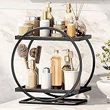 YIWANFW Bathroom Counter Organizer, Black Perfume Organizer for Dresser, 2 Tier Bathroom Organizer Countertop, Vanity Makeup Organizers, Skincare Display Tray for Bathroom Sink Storage