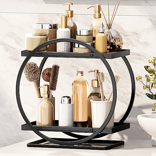 Bathroom Counter Organizer, 2-Tier Black Perfume Organizer Dresser