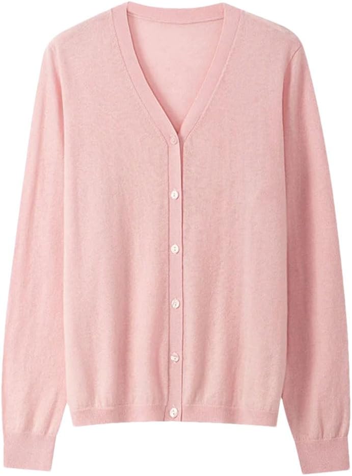 Women's Wool Sweater Cardigan V Neck Solid Long Sleeved Casual Knit Jumpers Coats