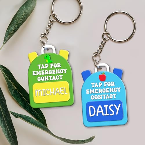 Personalized Backpack Name Tag, Pack of 3 Emergency Contact Keychain, Backpack Name Tags For Kids, Back to School Gifts, Custom Luggage Tags for Suitcases2
