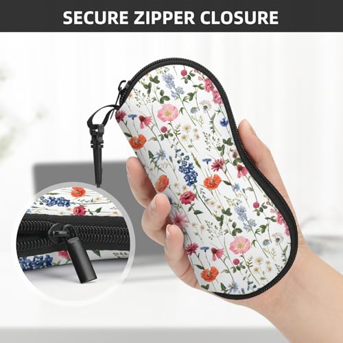 Image of Sunglasses Soft Case, Cute Ultra Light Portable Neoprene Zipper Eyeglass Glasses Case with Belt Clip for Men Women