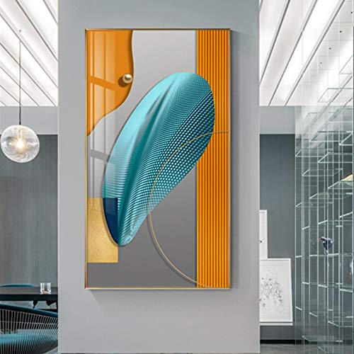 Peinture bleu et orange affiche abstraite pour illuminer votre salon moderne