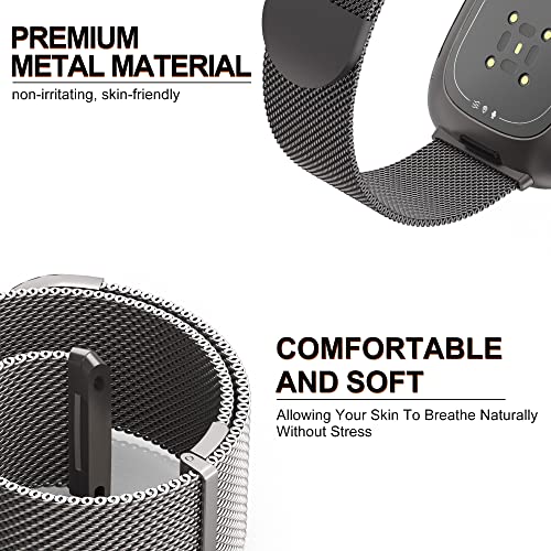 Higgs Strap Compatible with Fitbit Versa 3/4 & Sense 2, Dual Magnetic Adjustable Metal Strap for Women & Men, Graphite Fashion - Image 3