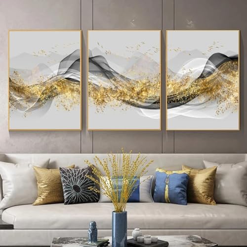 Toile abstraite montagne dorée pour habiller un mur vide et illuminer votre décoration d'intérieur