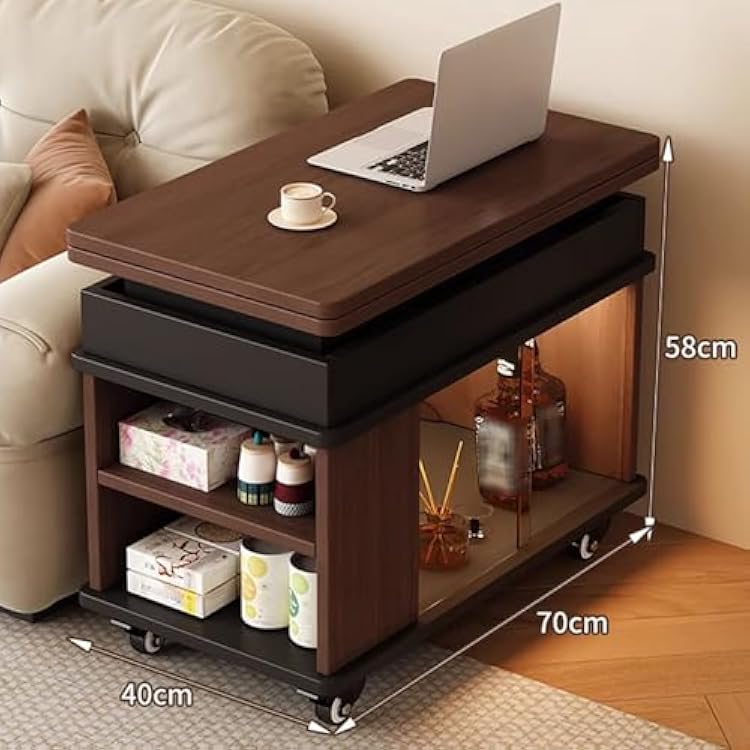 Lift Top Coffee Table with Storage, 2 in 1 Square Center Table Folding Coffee Table with Hidden Compartment and 4 Wheels, Lift Tabletop Dining Table Side Tables End Table for Living Room,C