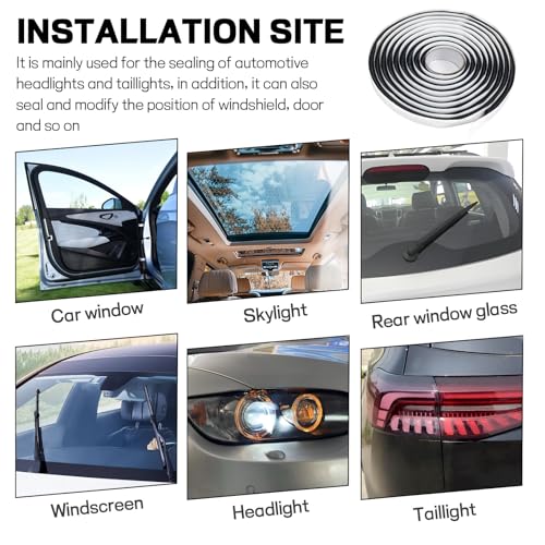 Image of Butyl Sealant Tape for Car Headlight, 13 FT Butyl Rubber Sealing Tape, Black Butyl Caulking Tape, Automotive RV Butyl Rubber Window Sealant for Taillights Windshield Doors
