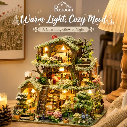 Roroom DIY Miniature House Kit for Adults, Snow Treehouse Dollhouse Kit — photo 5