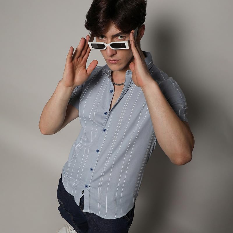 Image of CAHOOT Men's Shirt for Casual Wear | Spread Collar | Short Sleeve | Regular Fit | Button Closure | Shirt Crafted with Comfort Fit for Casual Wear