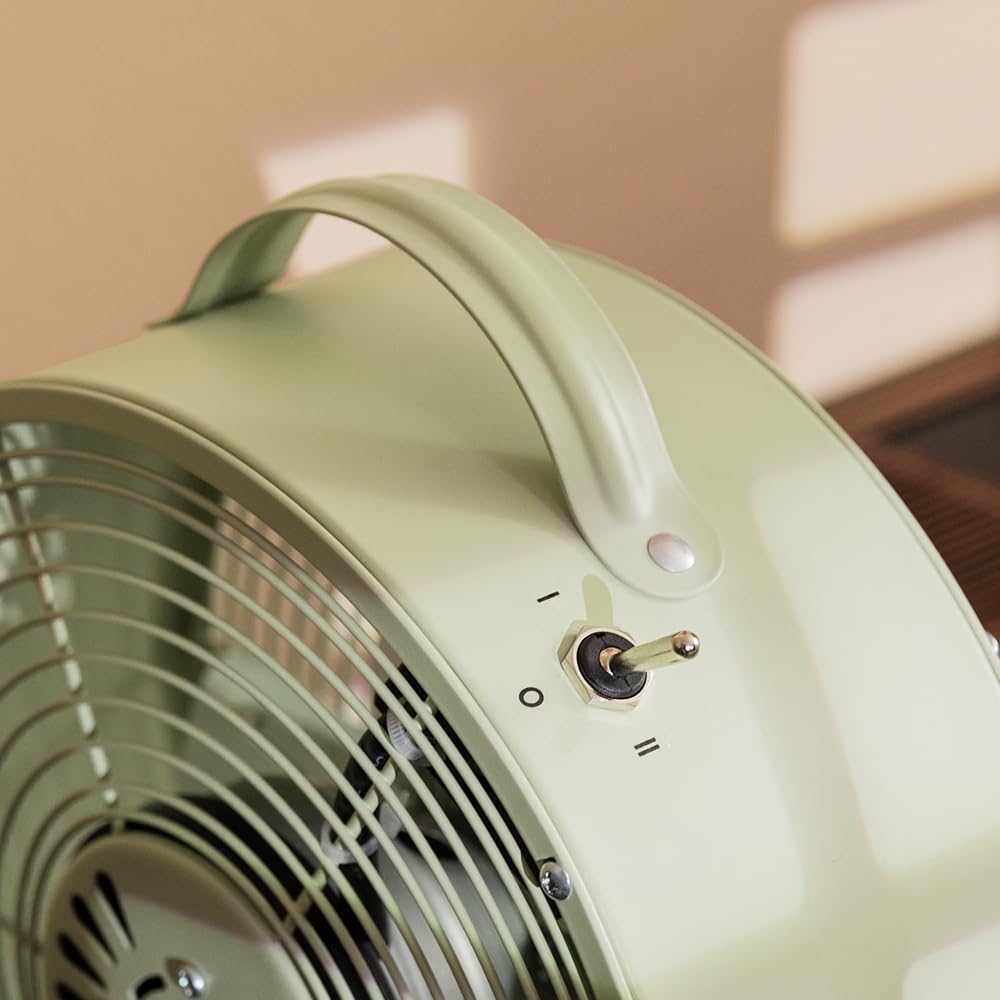 Cecotec - Ventilatore da Tavolo EnergySilence 400 RetroDesk Green, 25 W di potenza, 8 pollici, 4 pale aerodinamiche, design minimalista, 2 velocità, base robusta e stabile