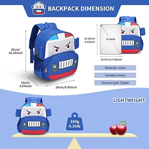 BAIGIO Kids Backpack Kids Mini School Bag Cartoon Car Kindergarten Bag Kindergarten Backpack for Boys Girls Toddler (Orange)