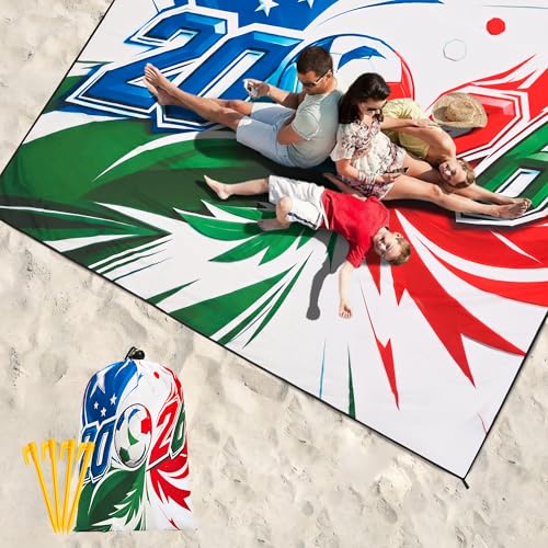 WIWIGO Beach Blanket Waterproof Sandproof Beach Mat 79" X 83" /10'x9'for 2-8 Adults Quick Drying Outdoor Picnic Mat Beach Accessories for Travel, Camping, Hiking — view 6