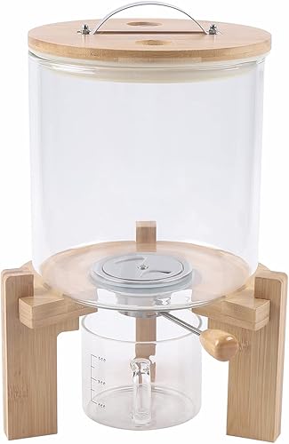 Miniatura 3 de Recipiente de harina y cereales, dispensador de arroz de 5 L, recipiente de almacenamiento de alimentos de vidrio con tapa hermética y soporte de
