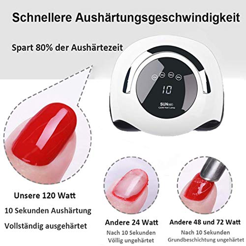 ABsuper 120W Nageltrockner, UV LED Lampe für Nägel, Professionelle Nagellampe mit 4 Timer,Auto-Sensor,Touchscreen… – Bild 3