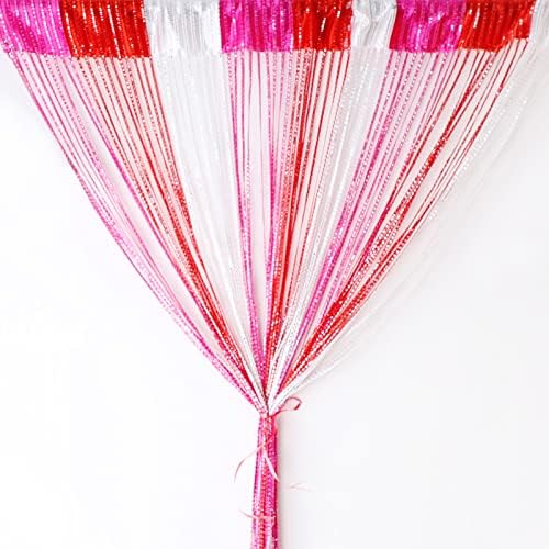 String Curtain Panel, Glitter Door Wall Window Doorways Panel Fly Screen Fringe Room Divider Blinds, Decorative Tassel Ribbon Strip Silver Screen for Living room, Bedroom, Party Events (Champagne)