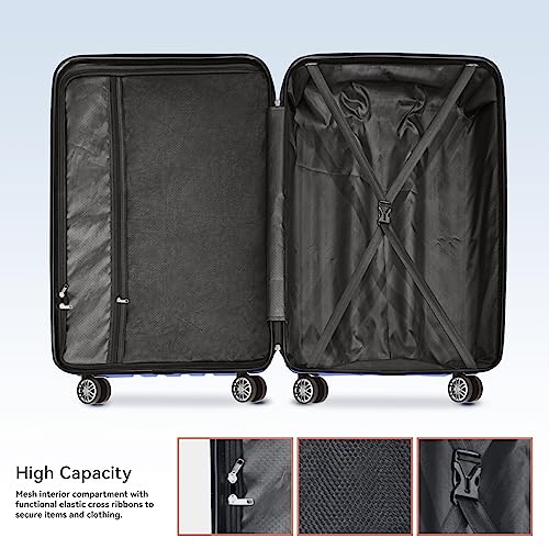 Carry-On Luggage with 8 Spinner Wheels Travel Suitcase TSA Lock 20inch,Light Blue image 4